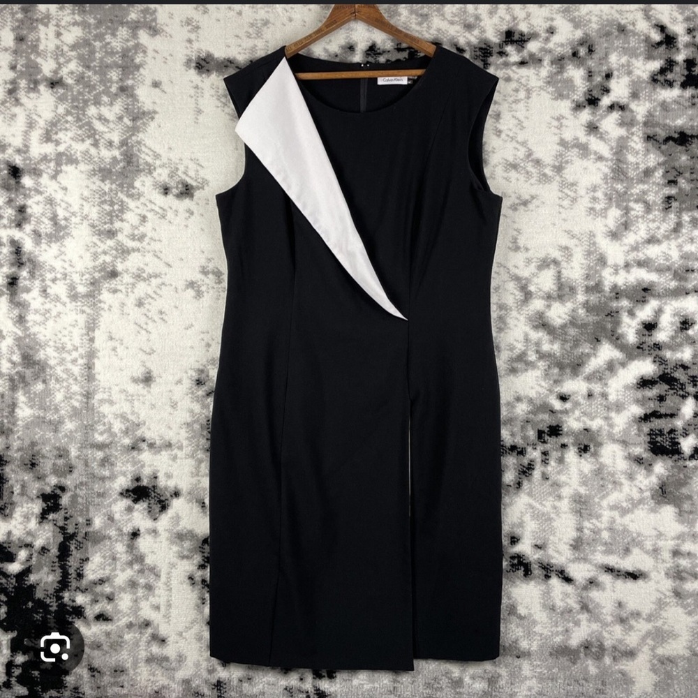 Calvin Klein Black and White Asymmetrical Cocktail Dress